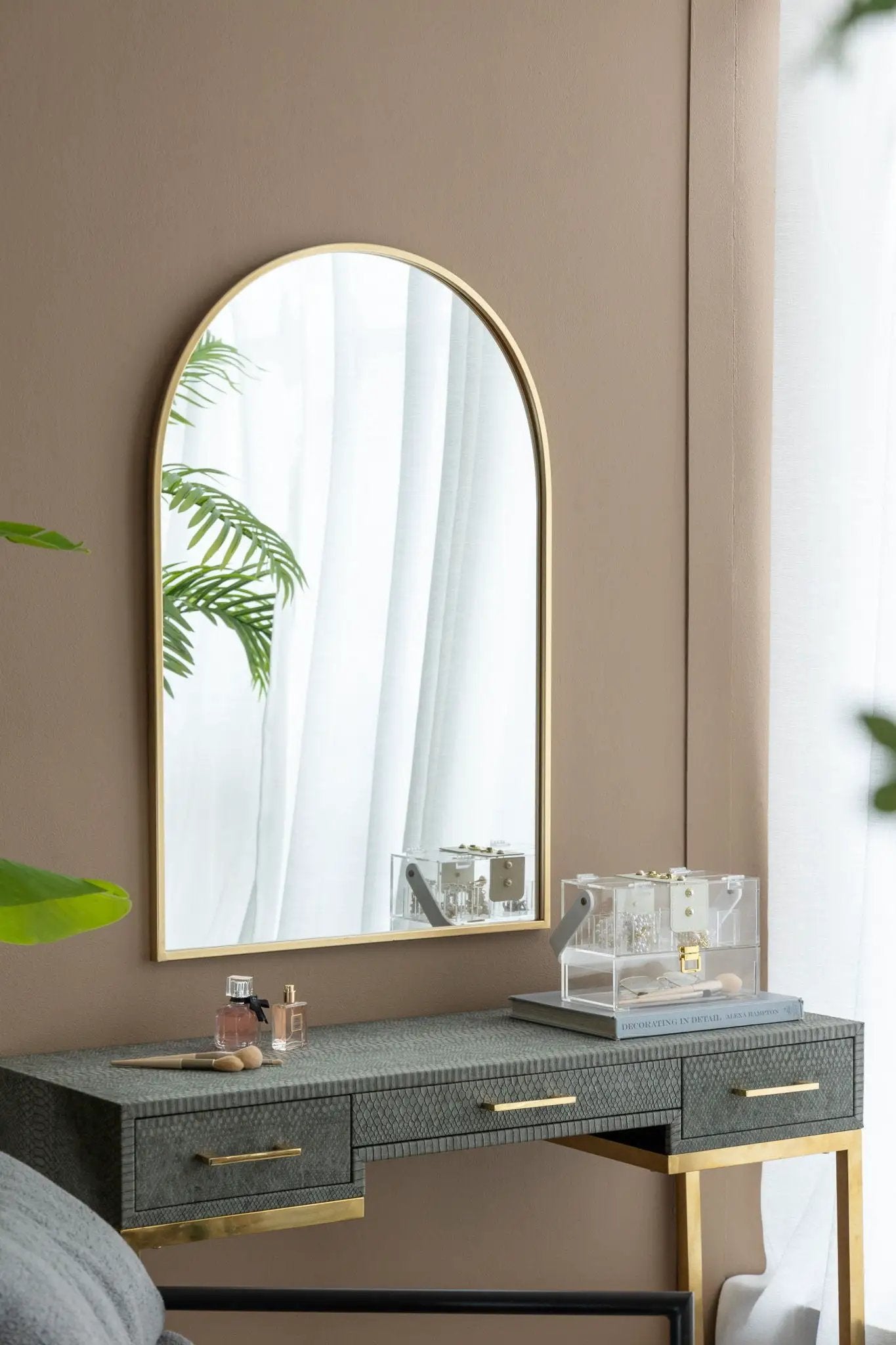Arched Mirror With Metal Frame, Wall Mirror For Living Room Bedroom Entryway by HouseOfZazla