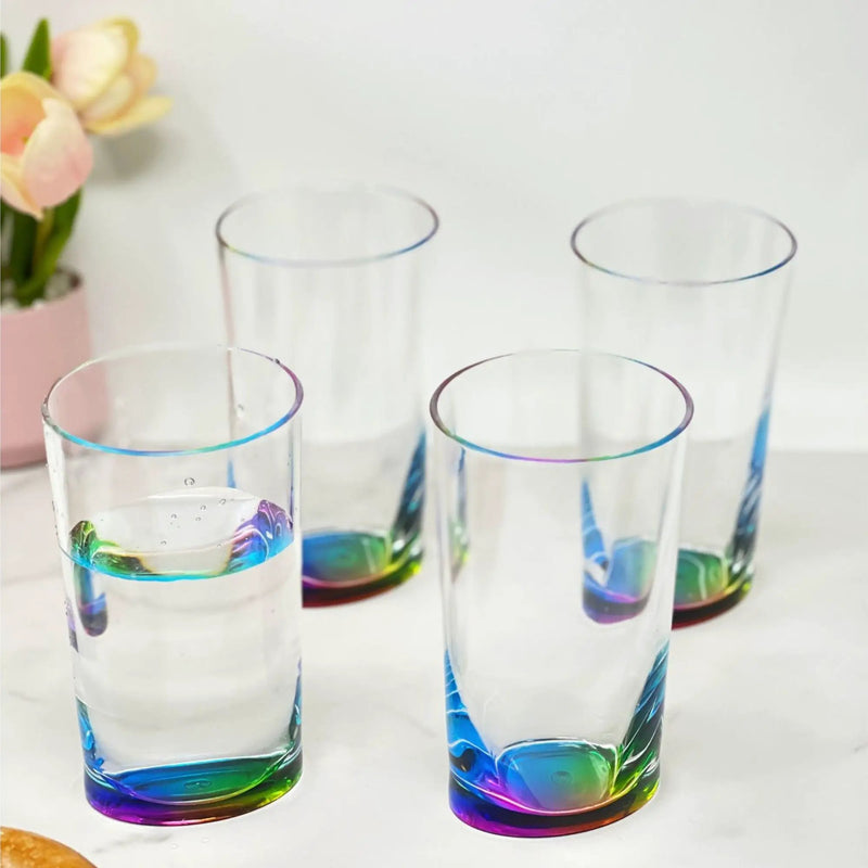 Leading Ware Oval Halo Acrylic Glasses Drinking, 15Oz (Set of 4) Hi Ball, Bpa Free - Clear by HouseOfZazla