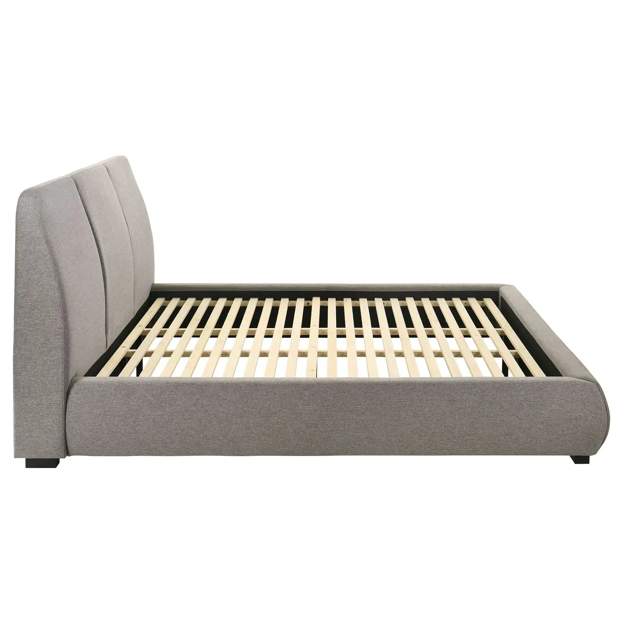 Mokena 46-inch Upholstered Eastern King Platform Bed Taupe by Unique Piece Furniture