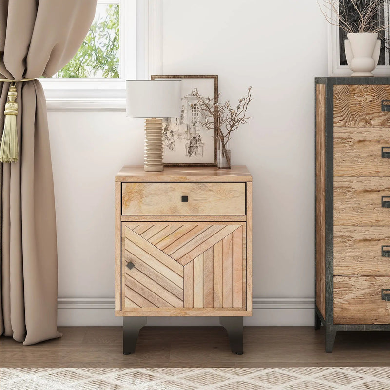 Solid Wood Vintage Nightstand With Handcrafted Detailing by HouseOfZazla