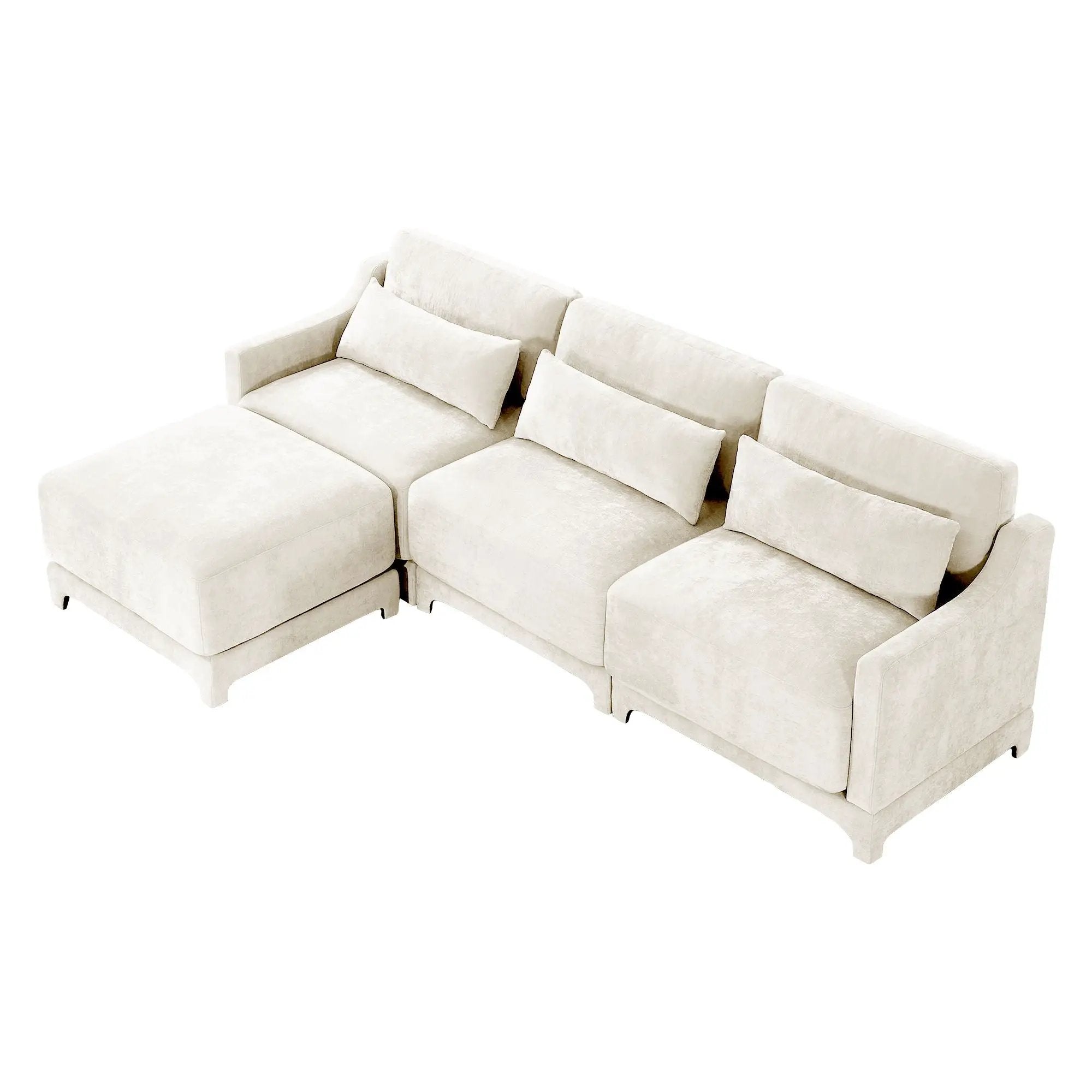 Stylish Sofa With Ottoman And Lumbar Pillows, Ergonomic Design by HouseOfZazla