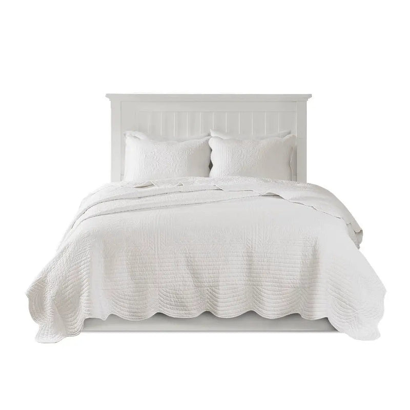 3 Piece Reversible Scalloped Edge Quilt Set White King/Cal King by HouseOfZazla