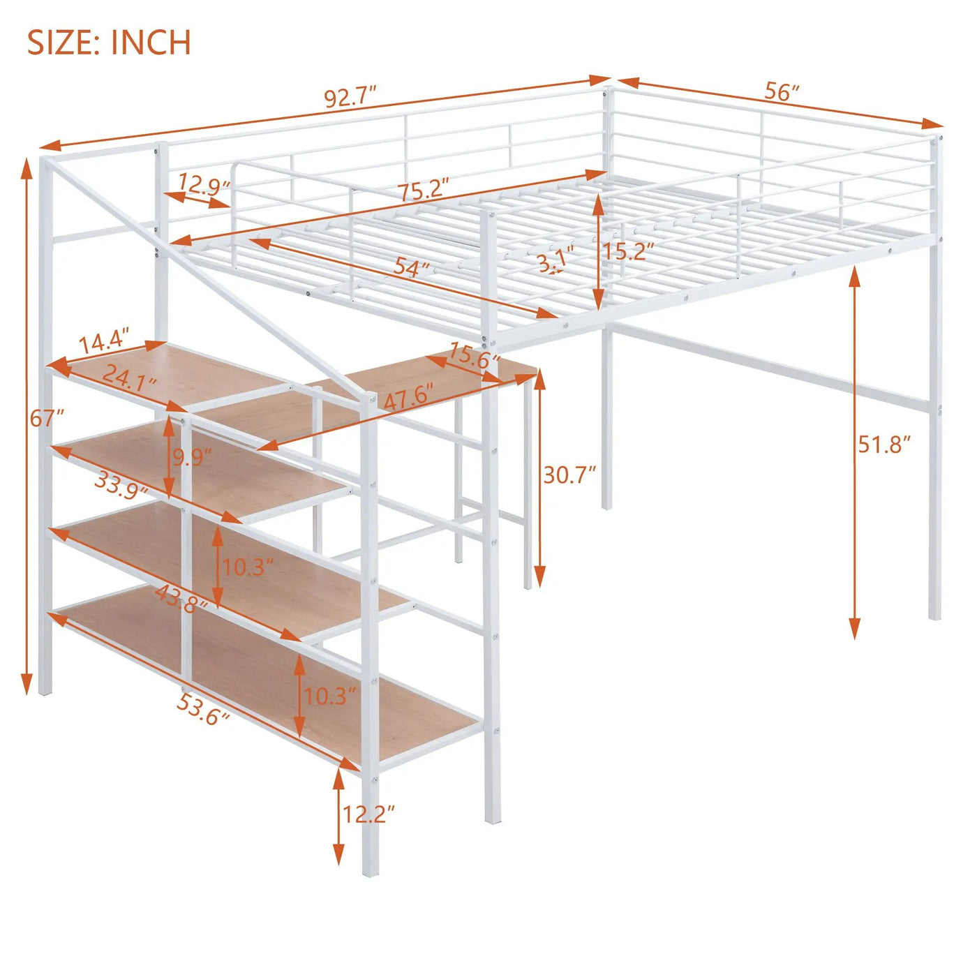 Loft Bed With Desk And Lateral Storage Ladder by HouseOfZazla