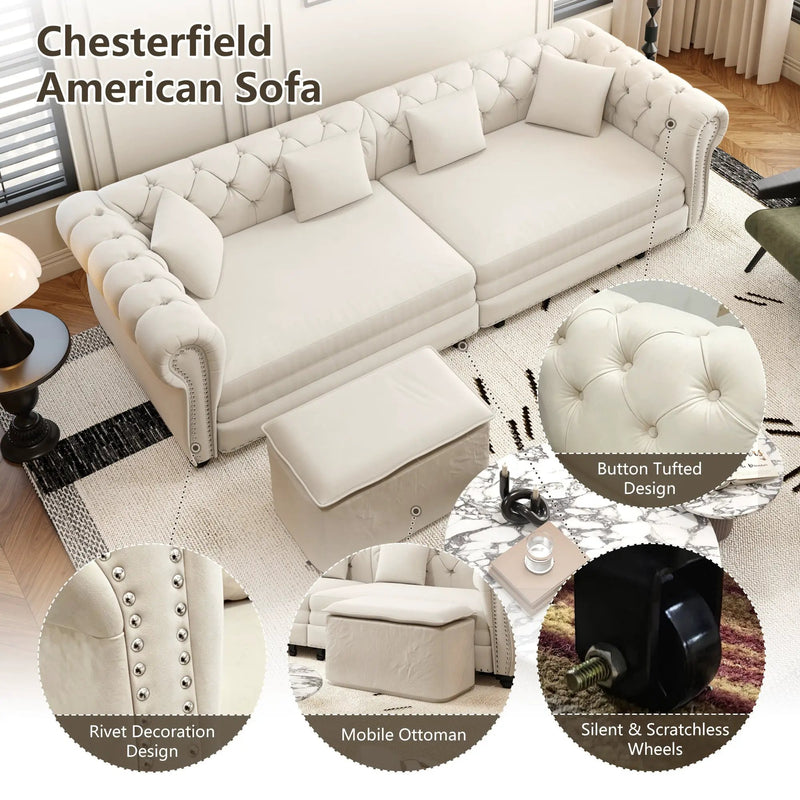 Chesterfield 3-in-1 Pull-Out Sofa Bed by HouseOfZazla