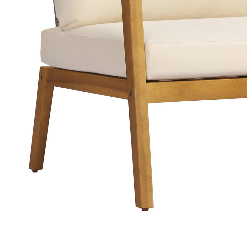 Acacia Wood Outdoor Patio Club Chair with PE Wicker Backrest & Cushions by HouseOfZazla