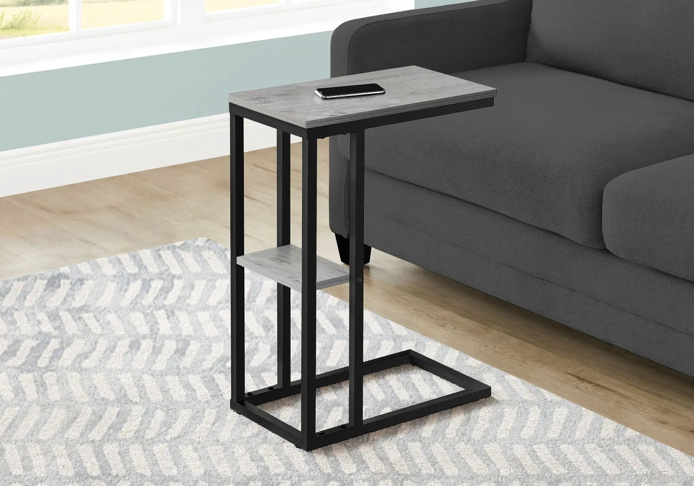 Accent Table, C-Shaped, Marble Look Contemporary & Modern Convenient Design by HouseOfZazla