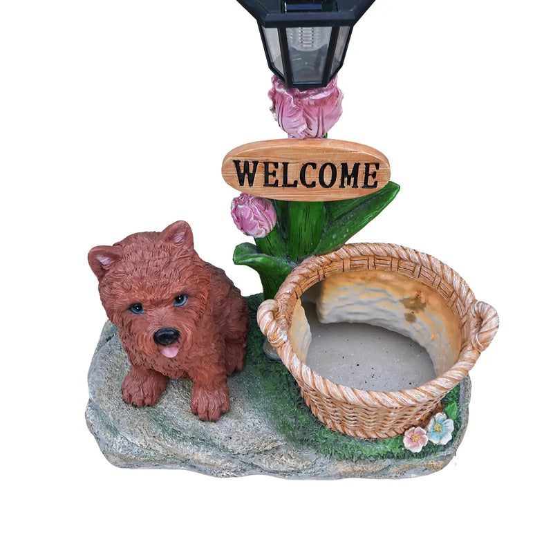 Sitting Puppy Solar Planter Outdoor Statue by HouseOfZazla