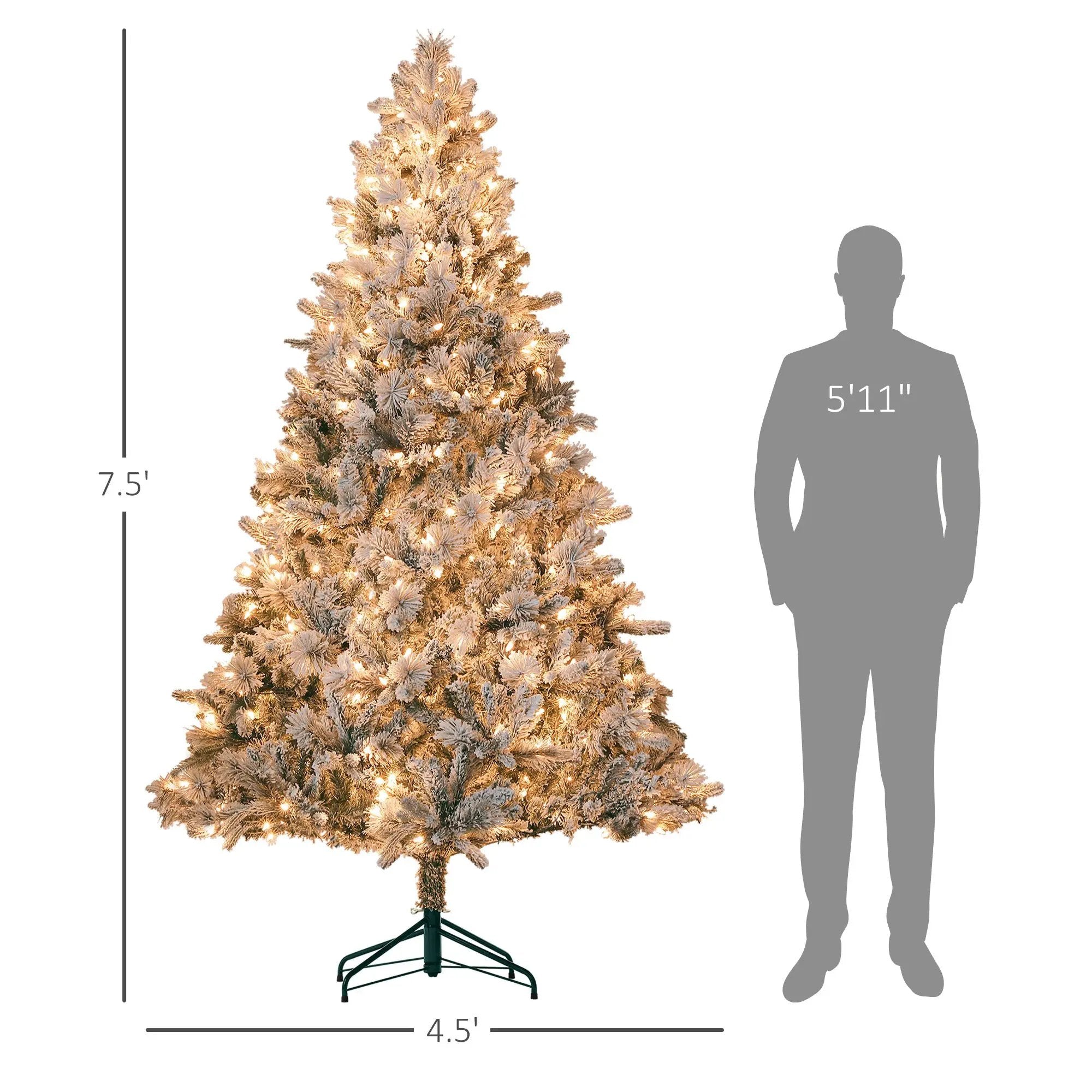 HOMCOM 7.5 ft Pre-Lit Artificial Christmas Tree by HouseOfZazla