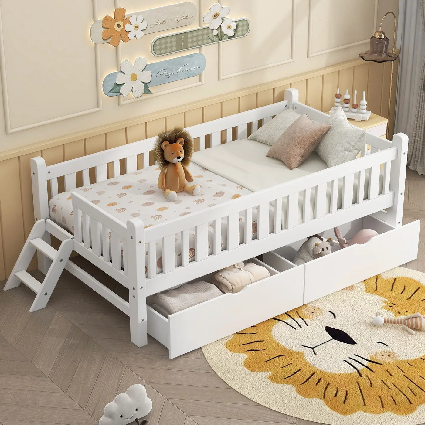 Platform Bed With Guardrail And 2 Drawers by HouseOfZazla