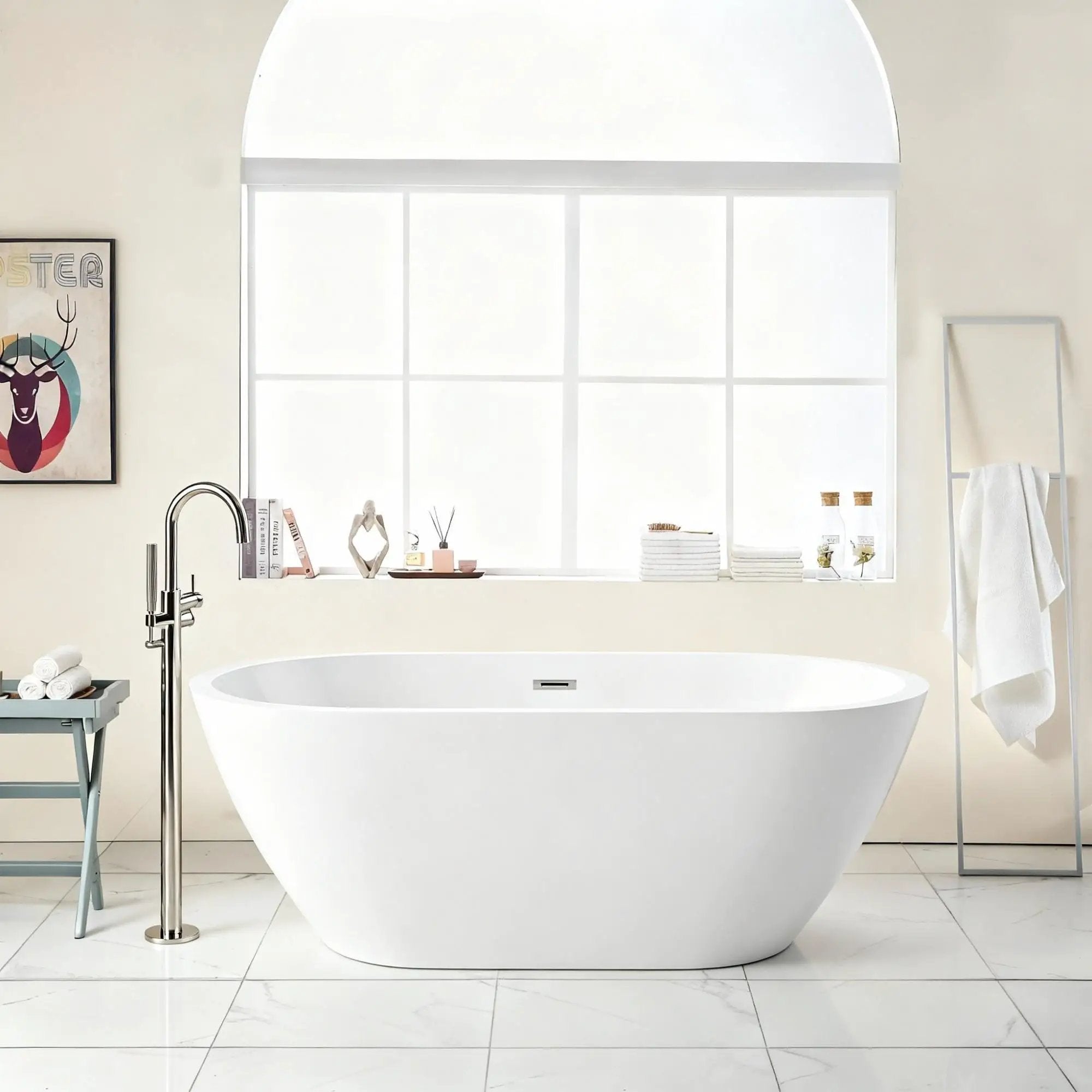 Elegant Oval Freestanding Bathtub, Overflow & Pop Up Drain by HouseOfZazla