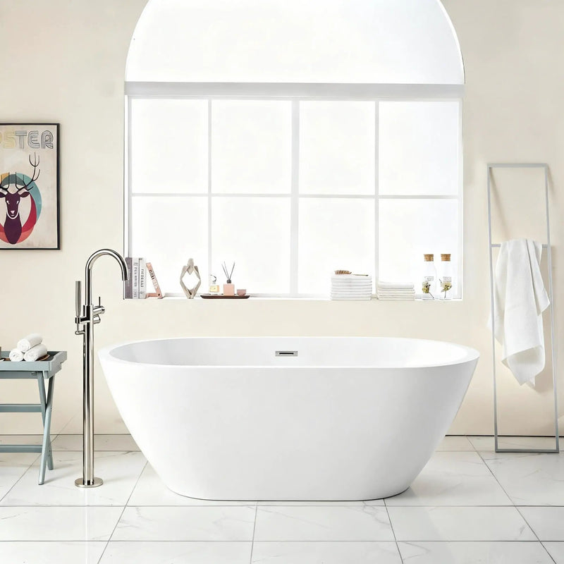 Elegant Oval Freestanding Bathtub, Overflow & Pop Up Drain by HouseOfZazla