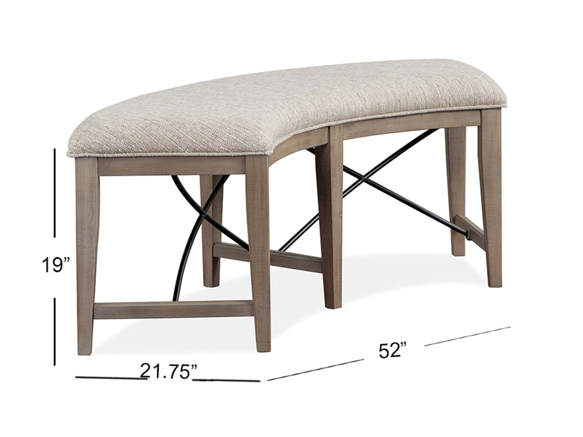 Paxton Place - Curved Bench With Upholstered Seat - Dovetail Gray, photo 6 of 7