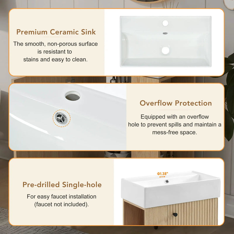 Modern Floating Bathroom Vanity With Ceramic Basin Perfect For Small Bathrooms by HouseOfZazla