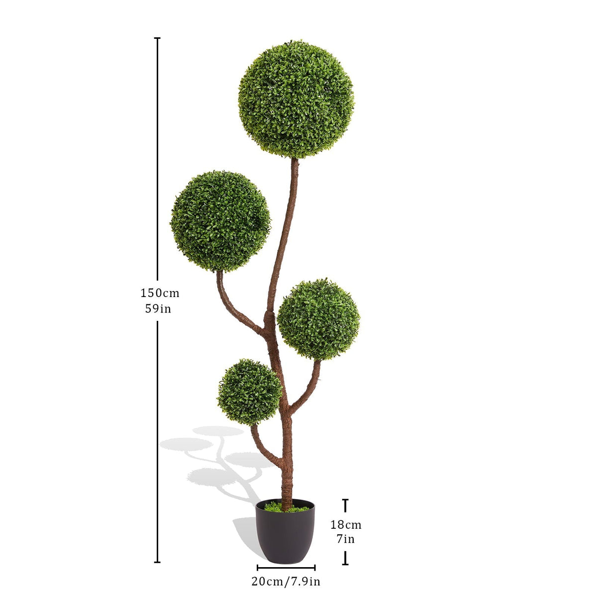 Artificial Boxwood Topiary Tree Triple Ball Shaped Faux Plant, photo 2 of 4