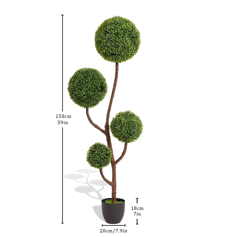 Artificial Boxwood Topiary Tree Triple Ball Shaped Faux Plant, photo 2 of 4
