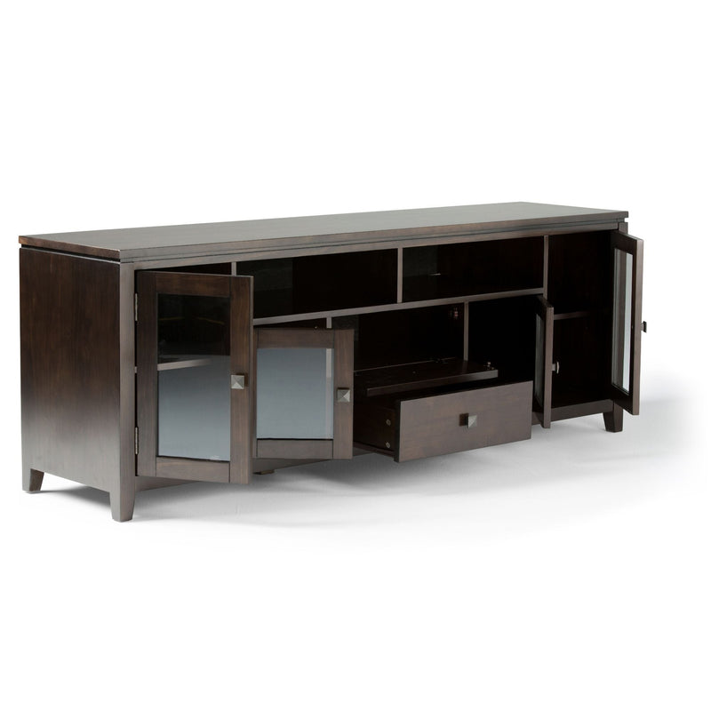 Mahogany Brown Wide TV Media Stand with Solid Wood Construction, photo 2 of 5