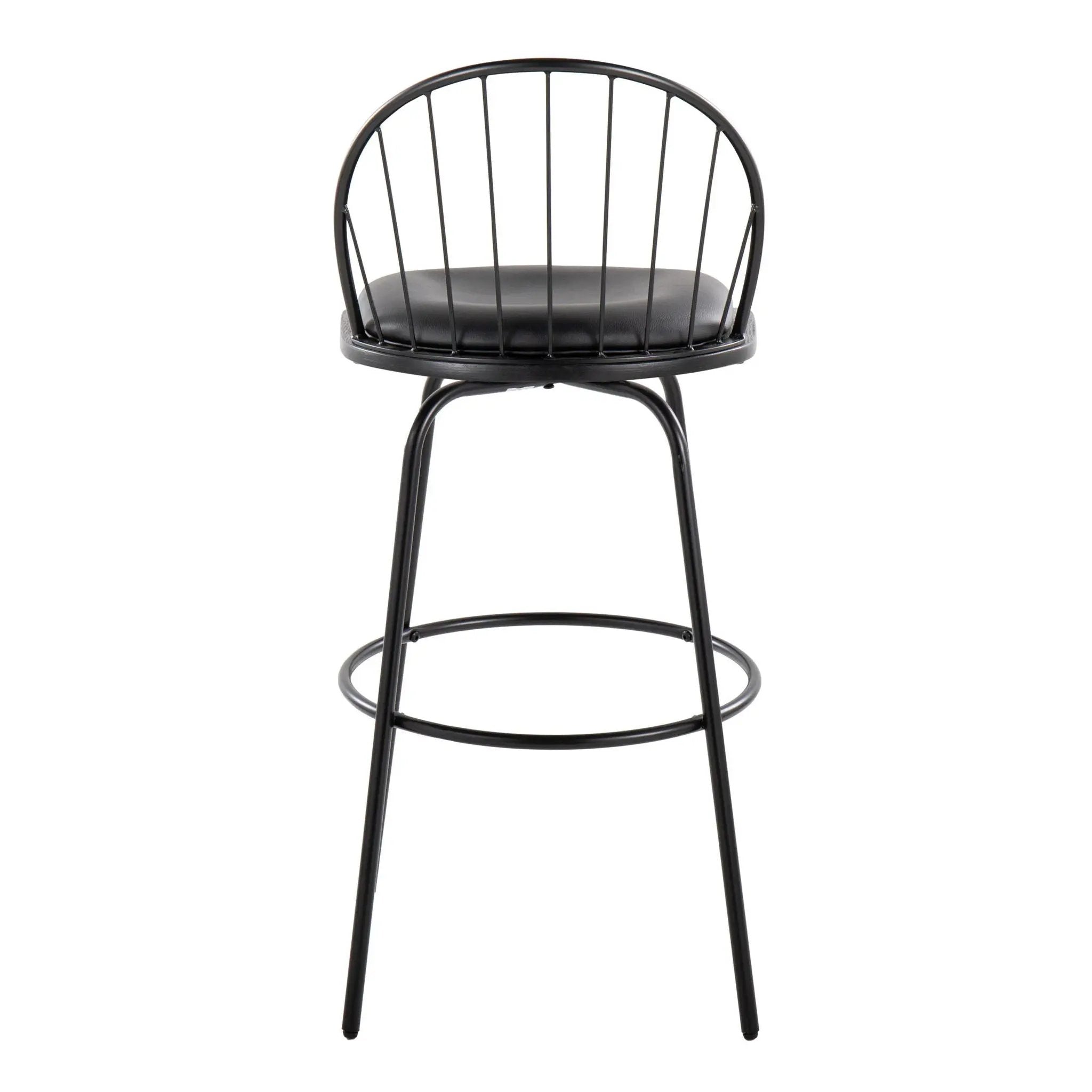 Riley - Claire Farmhouse Fixed Height Barstool With Swivel With Round Footrest (Set of 2) by HouseOfZazla
