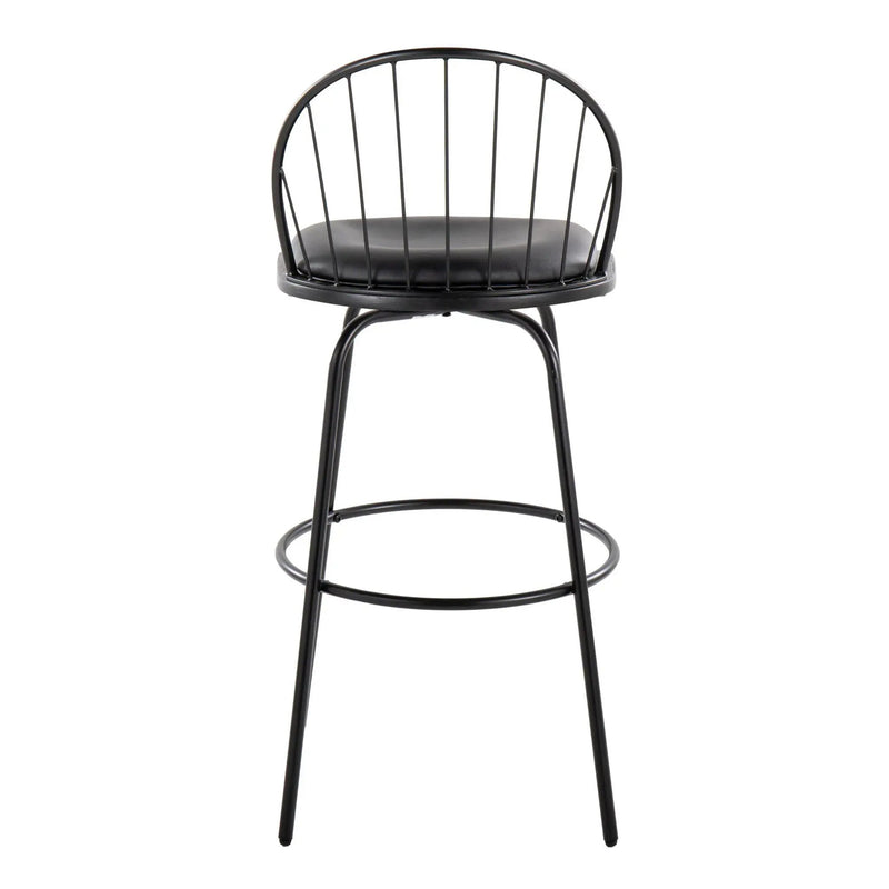 Riley - Claire Farmhouse Fixed Height Barstool With Swivel With Round Footrest (Set of 2) by HouseOfZazla