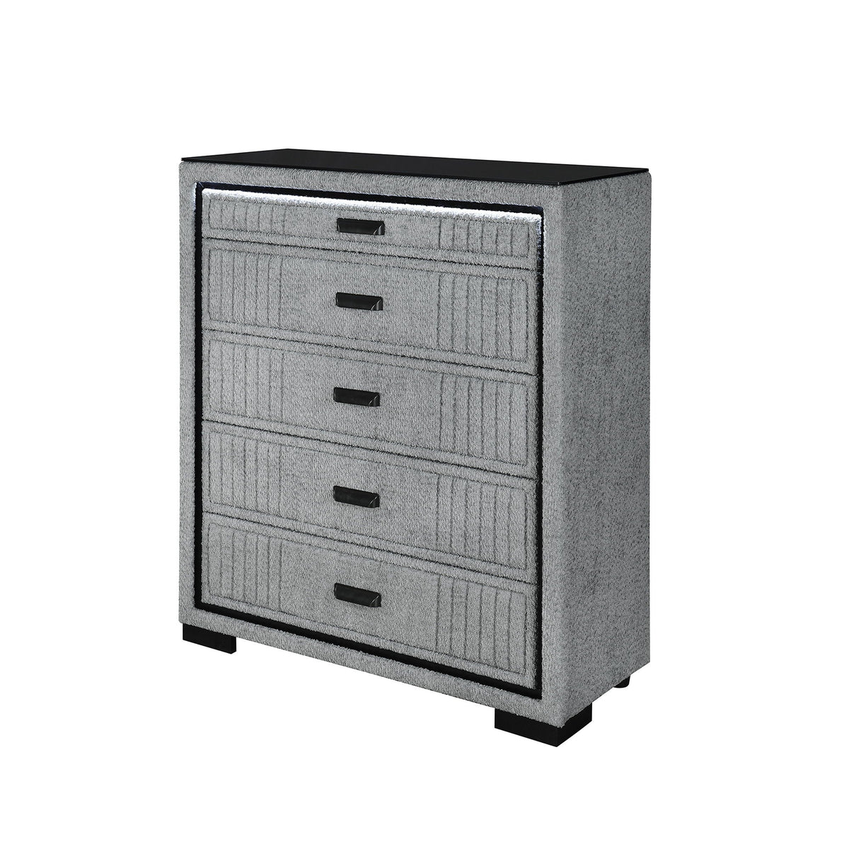 Dark Gray Upholstered Accent Chest with LED Lighting - Spacious Storage, photo 3 of 6