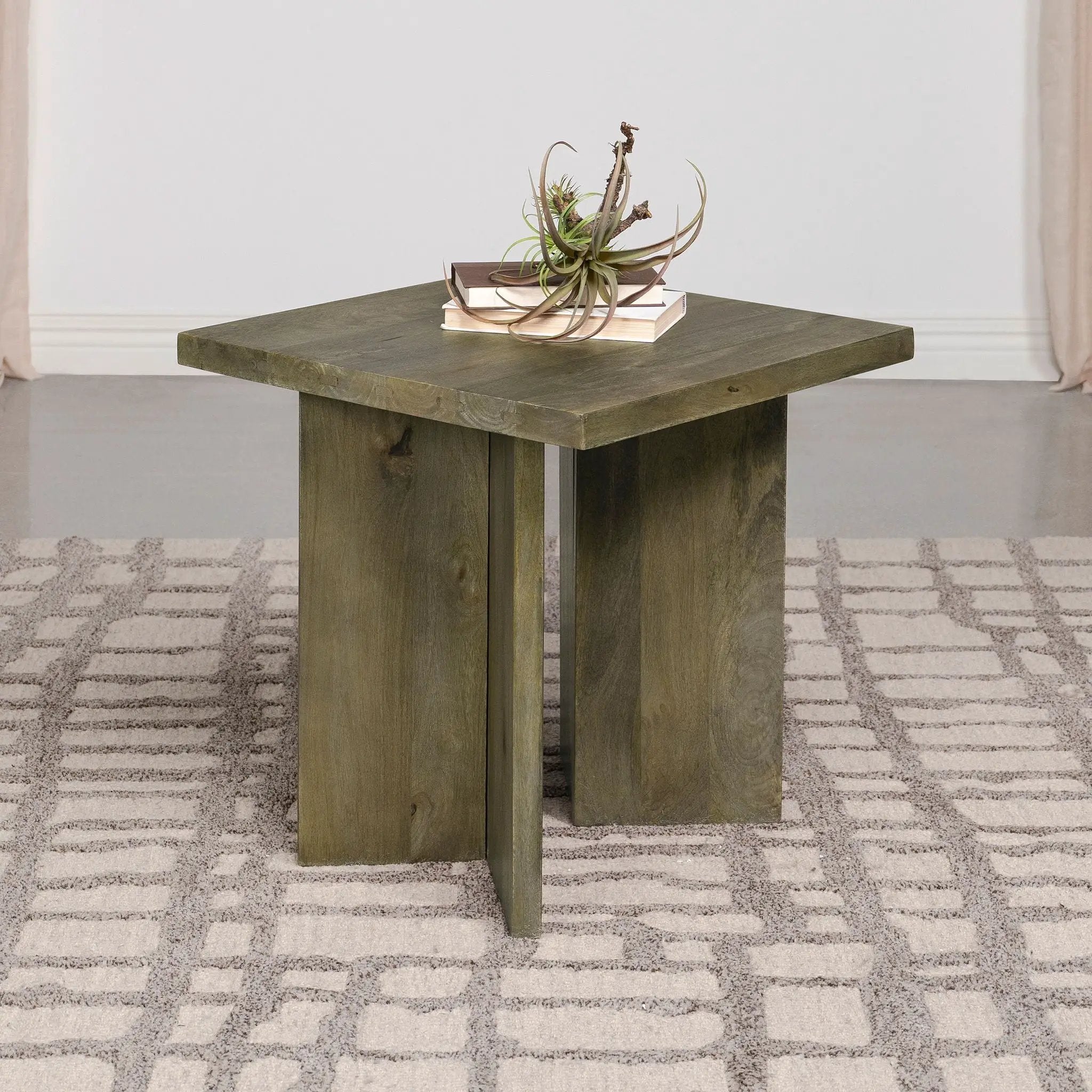 Andando Square Solid Wood End Table Mango Brown by Unique Piece Furniture
