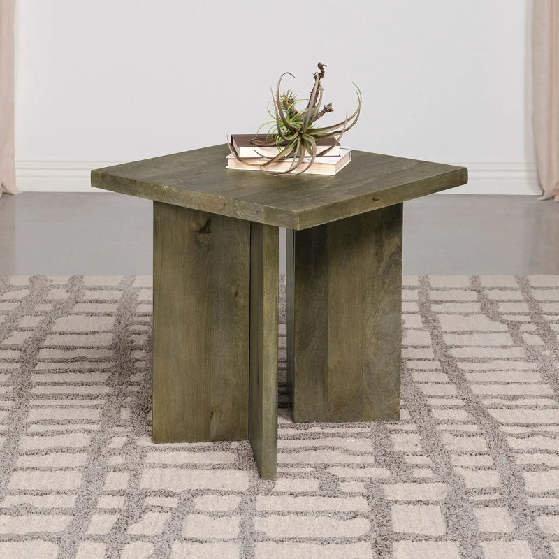 Andando Square Solid Wood End Table Mango Brown by Unique Piece Furniture