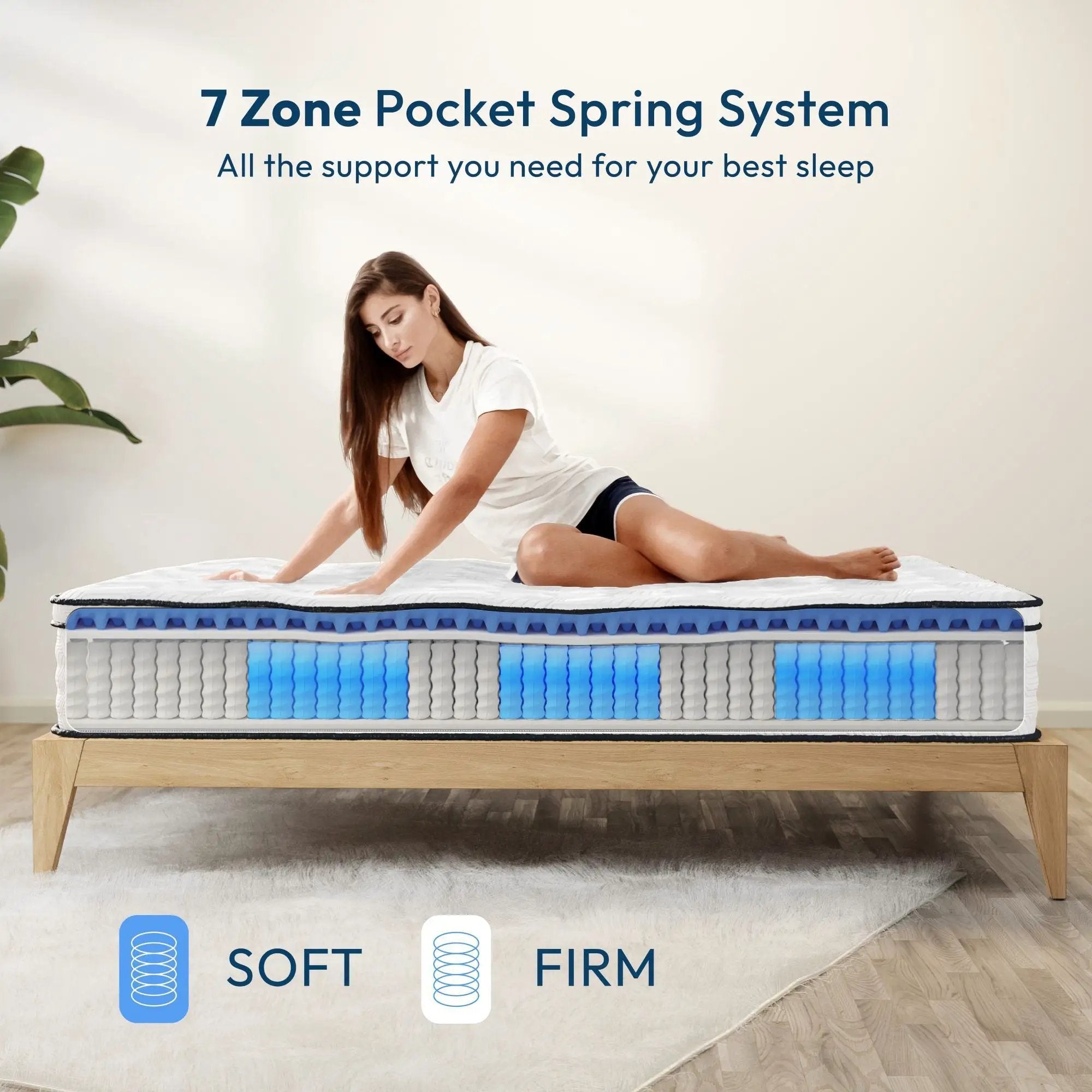 12'' Hybrid Mattress With Pocket Springs And Memory Foam, Medium Firm Support - White - Queen by Unique Piece Furniture