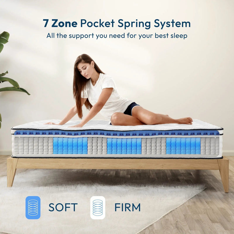 12'' Hybrid Mattress With Pocket Springs And Memory Foam, Medium Firm Support - White - Queen by Unique Piece Furniture