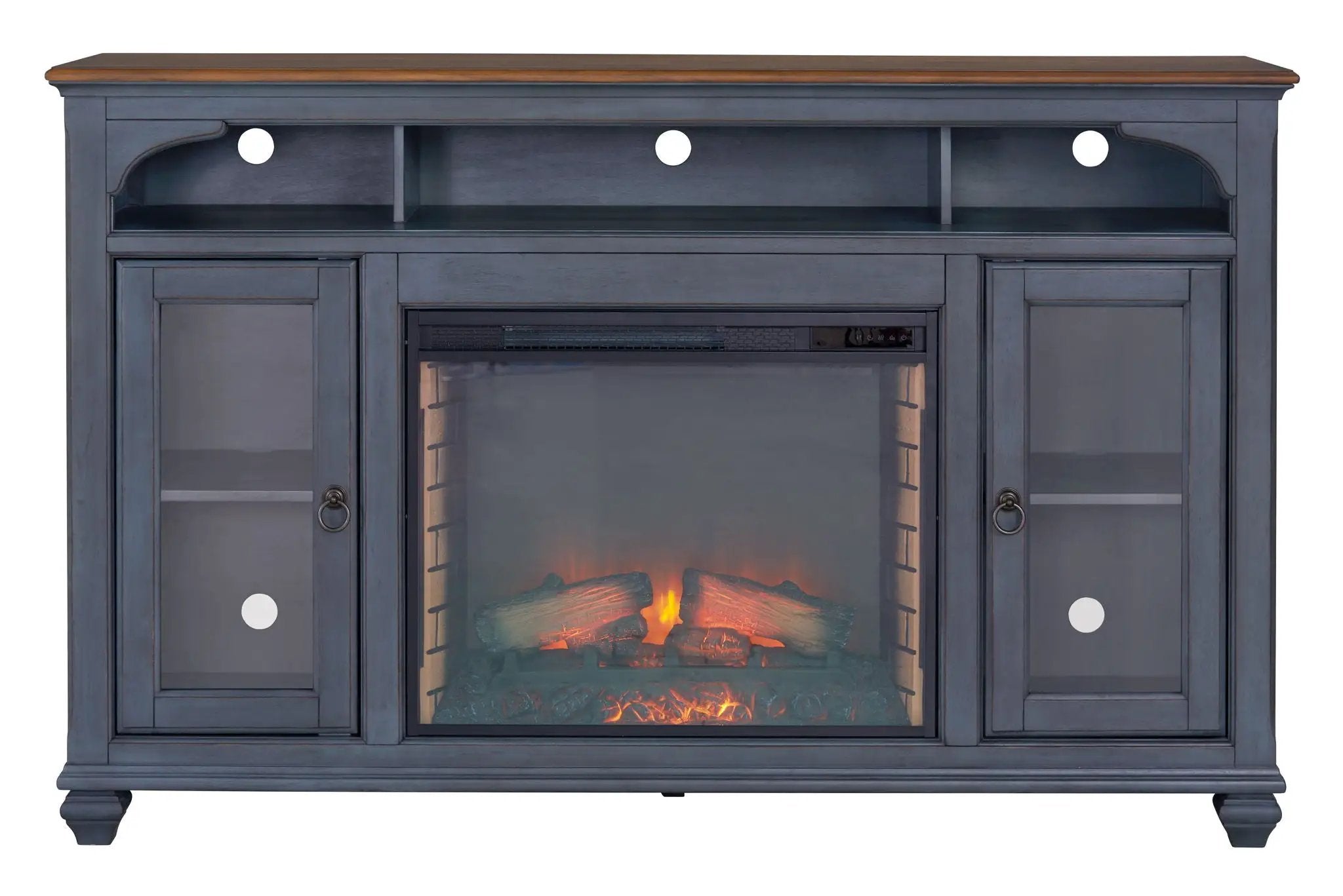 Fireplace TV Stand For TVs Up To 80" - Blue by HouseOfZazla