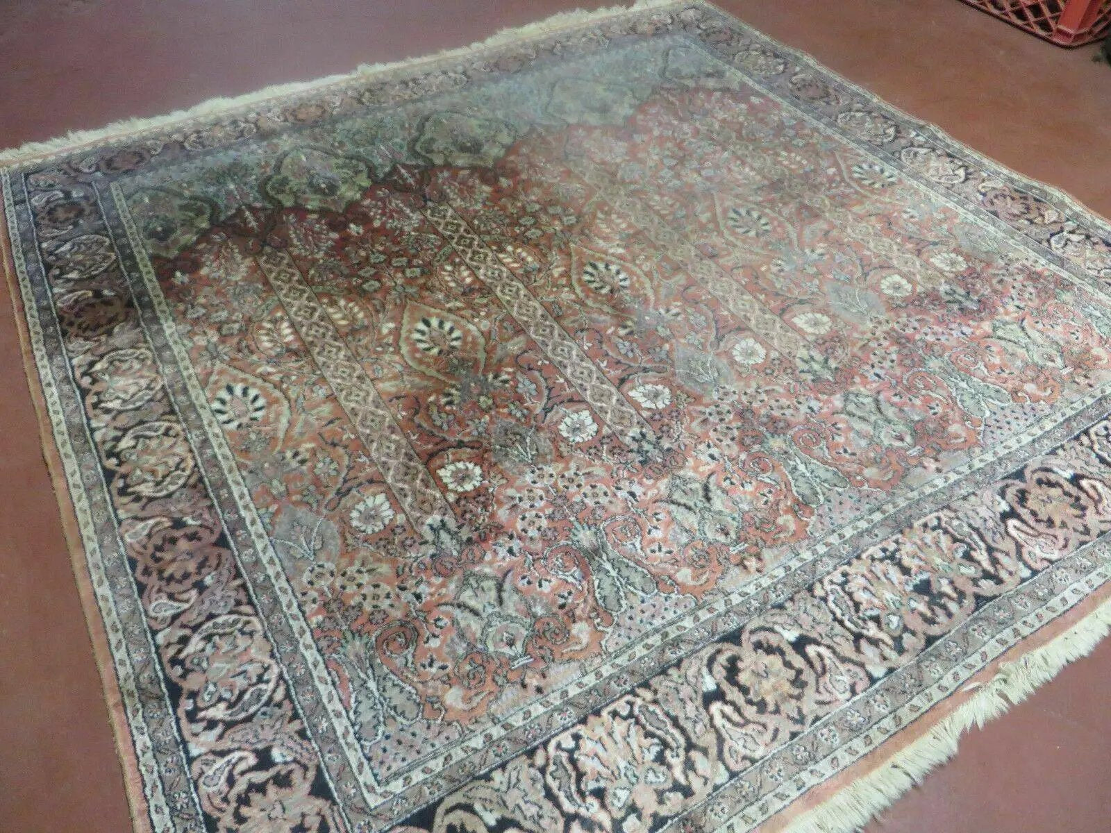 6' X 6' Vintage Handmade Fine Indian Silk Rug Kashmir Square Nice by Jewel Rugs