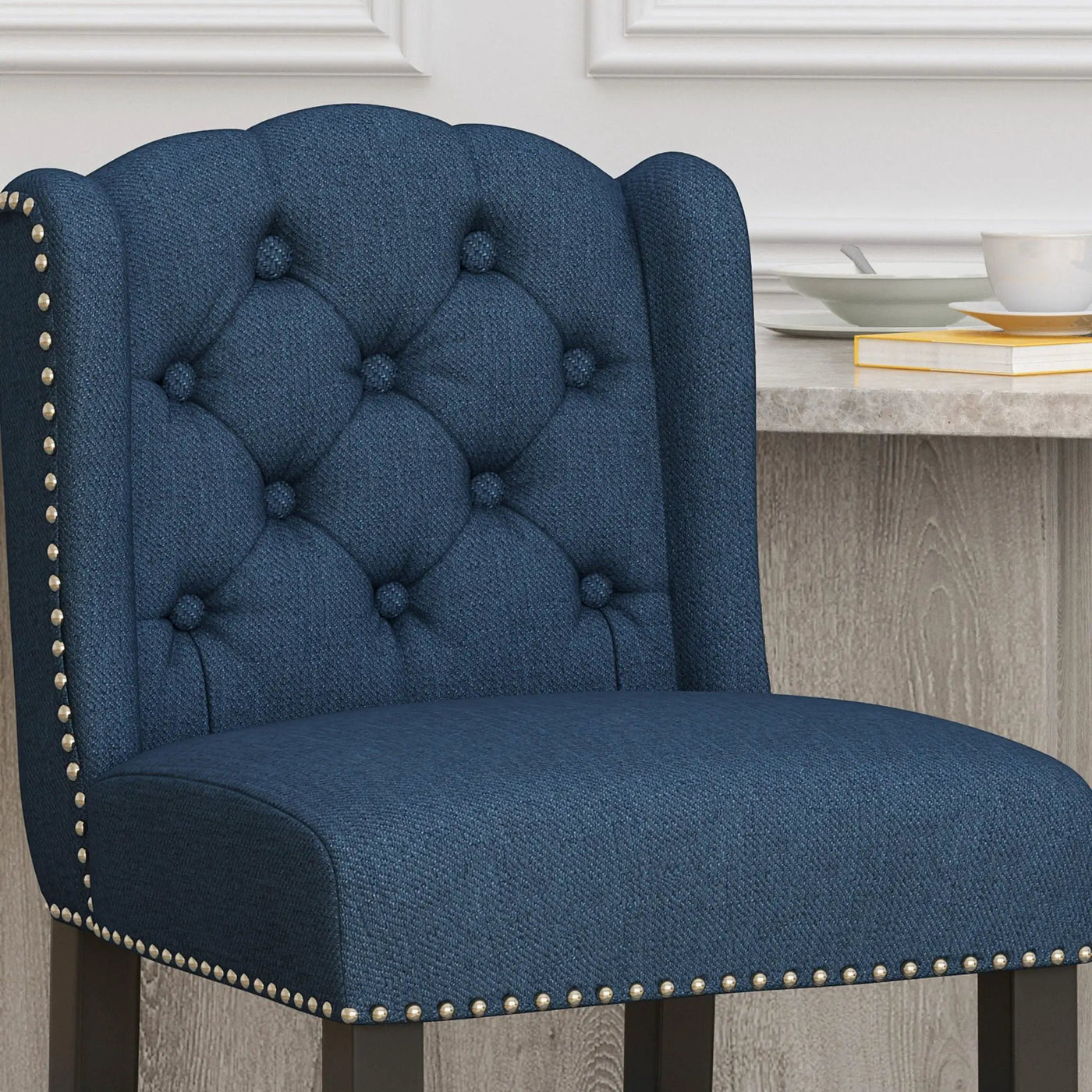 Vienna Fabric Tufted Counter Stool With Nailhead Accents (Set of 2) by HouseOfZazla