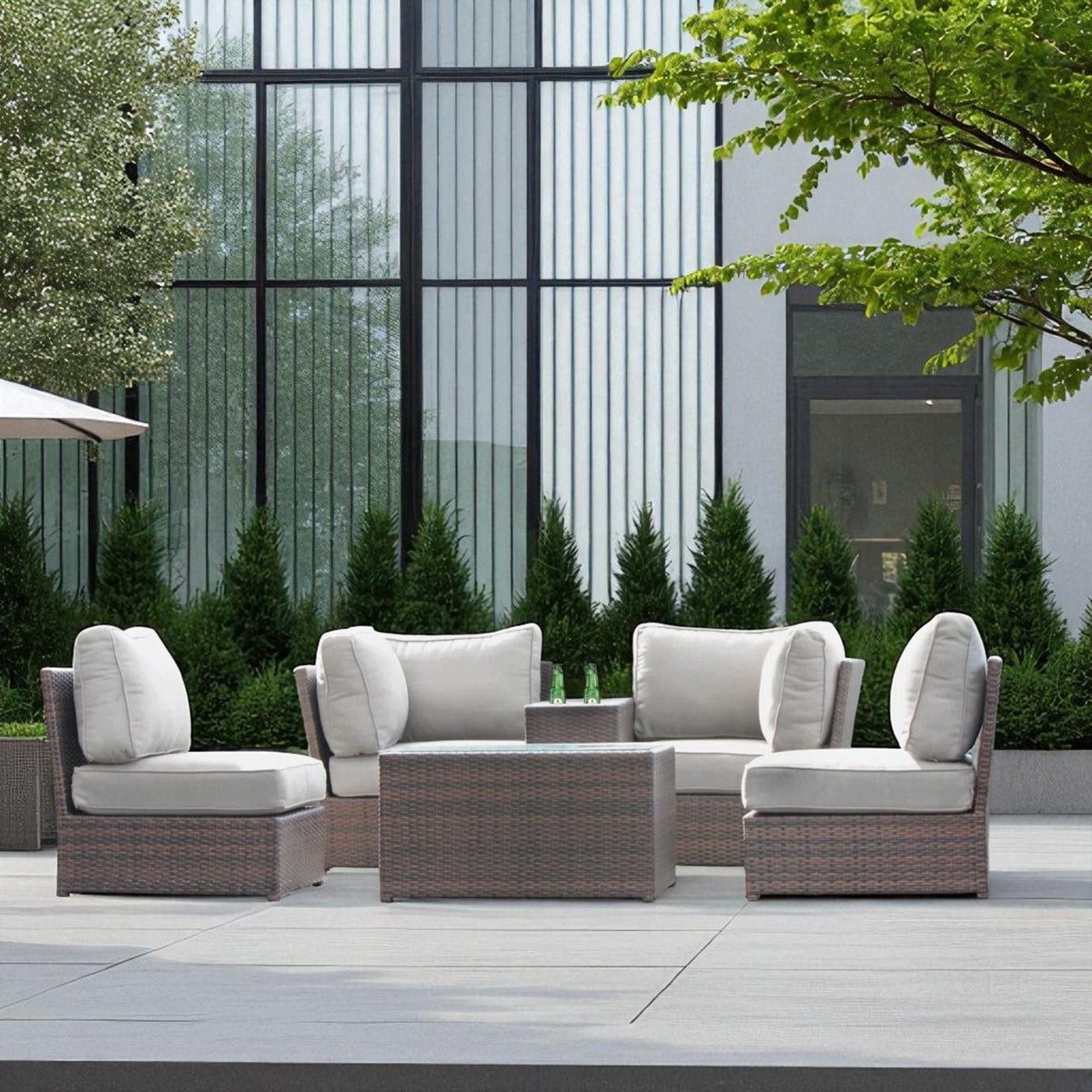 Comfortable Modern Patio Rattan Sectional Set With Cushions, photo 32 of 40
