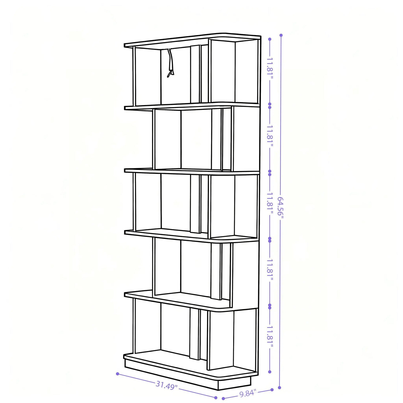 Modern 5 Tier Open Storage Bookcase by HouseOfZazla