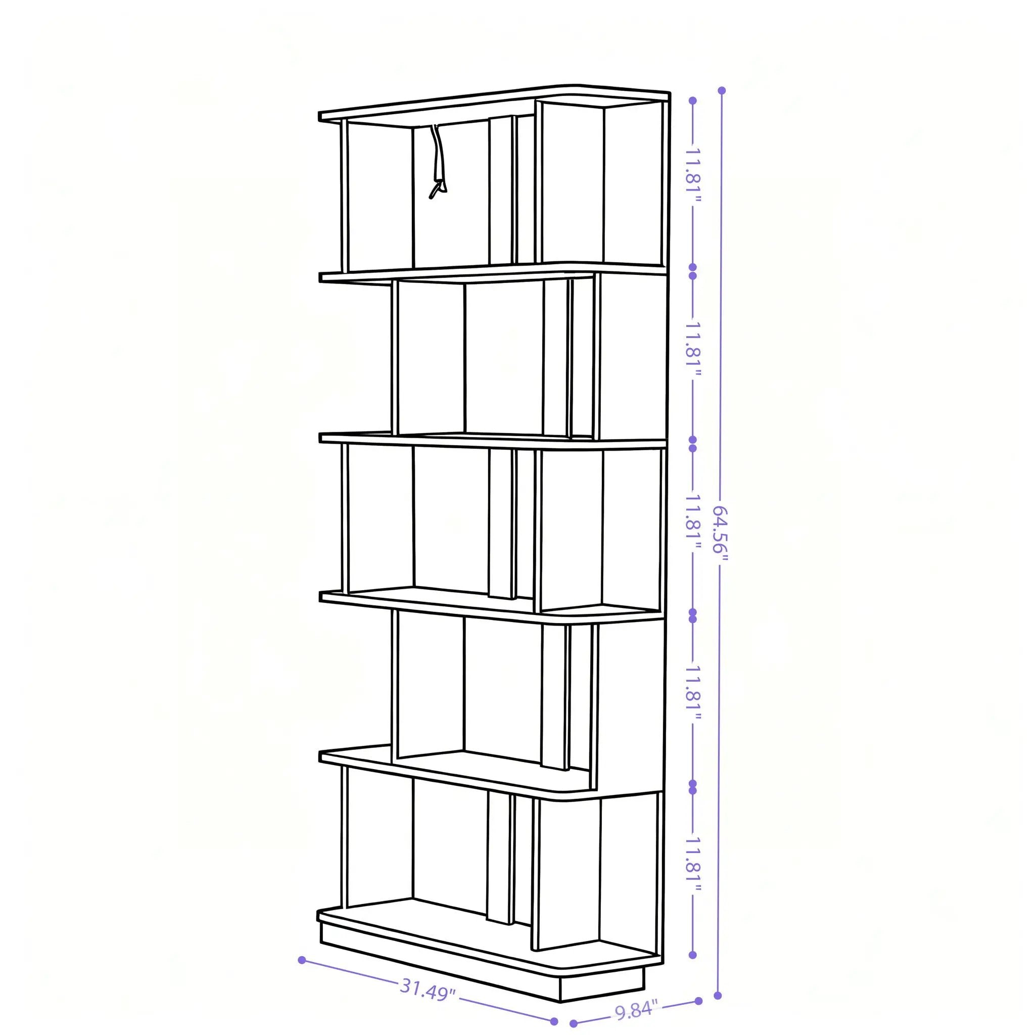 5 Tier Open Bookshelf, Free Combination Storage Shelving For Living Room - Dark Brown by HouseOfZazla