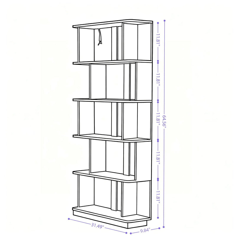 5 Tier Open Bookshelf, Free Combination Storage Shelving For Living Room - Dark Brown by HouseOfZazla