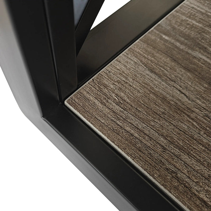 Modern End Table Nightstand with Tempered Glass & Wood Grain MDF by HouseOfZazla