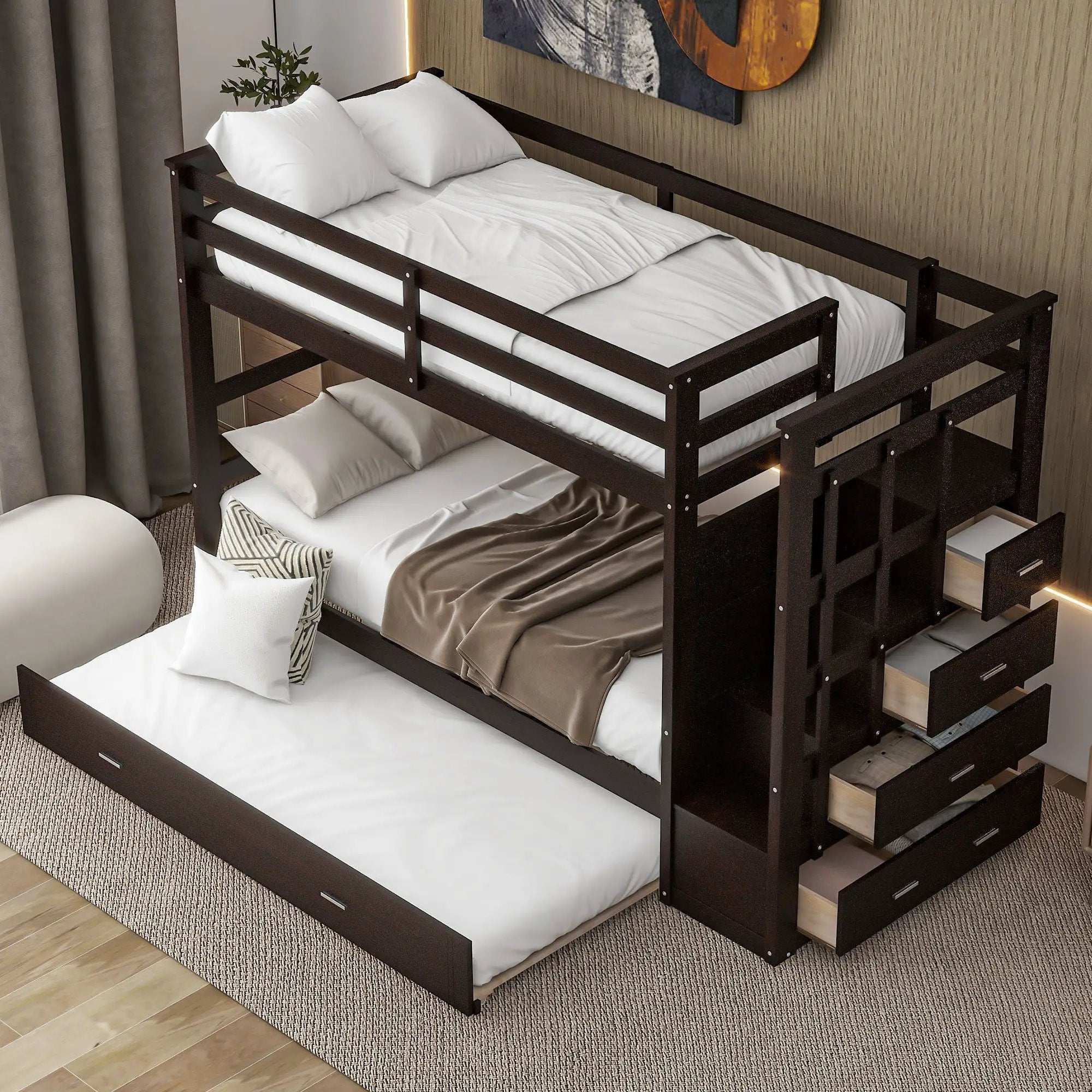 Bunk Bed With Trundle And Staircase by HouseOfZazla