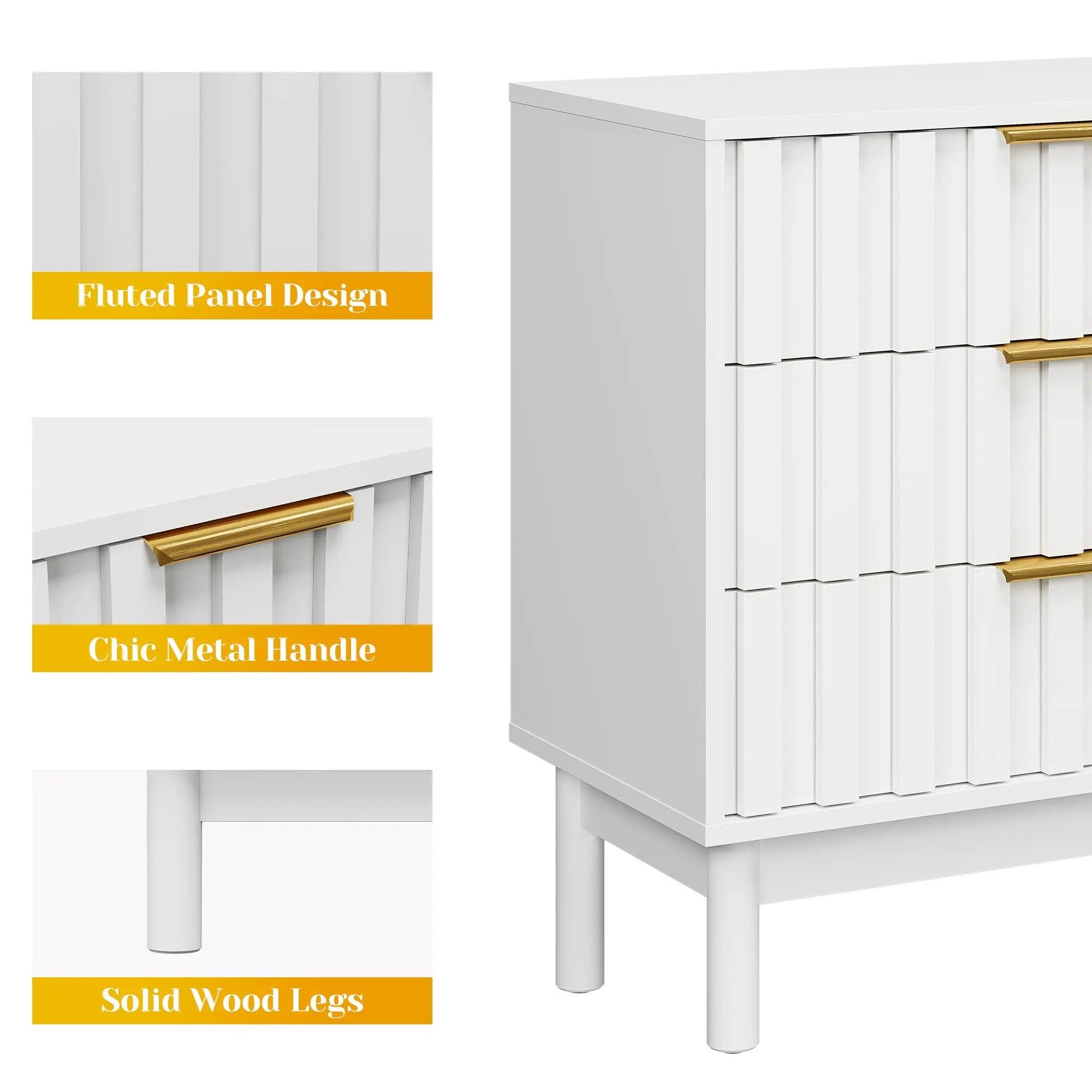 3 Drawer Dresser with Fluted Panel Design by HouseOfZazla