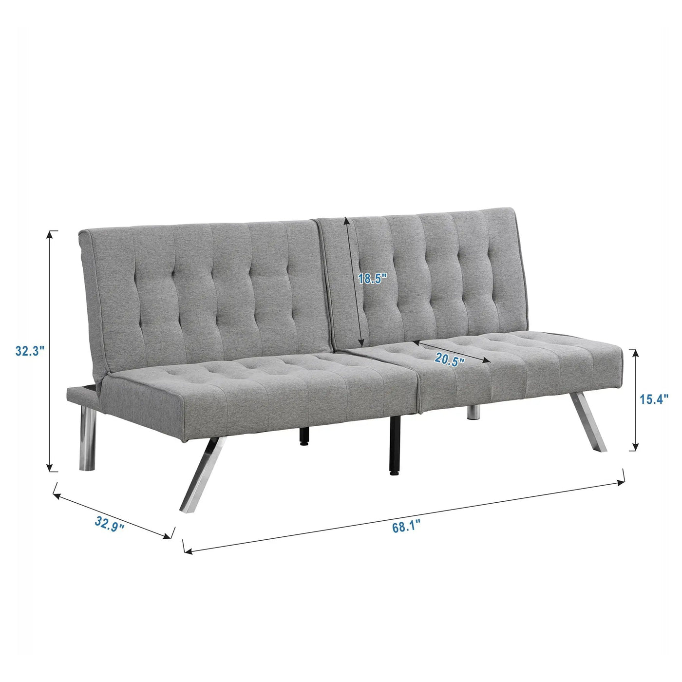 Modern Sofa Bed With Wood Frame And Stainless Legs by HouseOfZazla