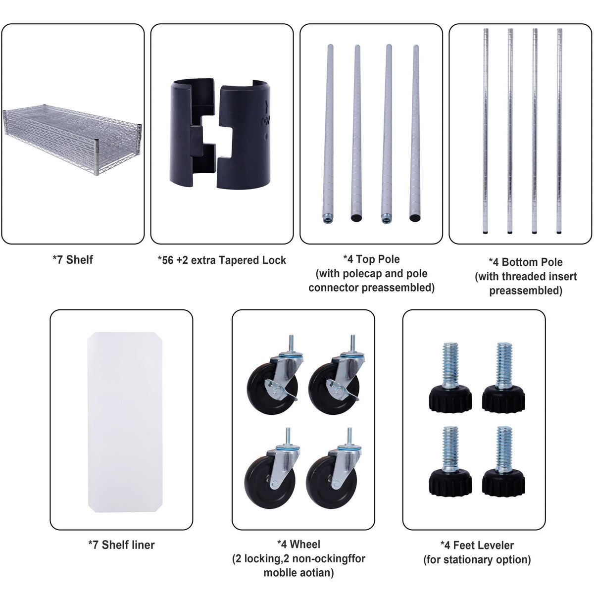 7 Tier Metal Storage Shelf with Adjustable Wire Shelving - Black, White or Pearl Silver, photo 16 of 40
