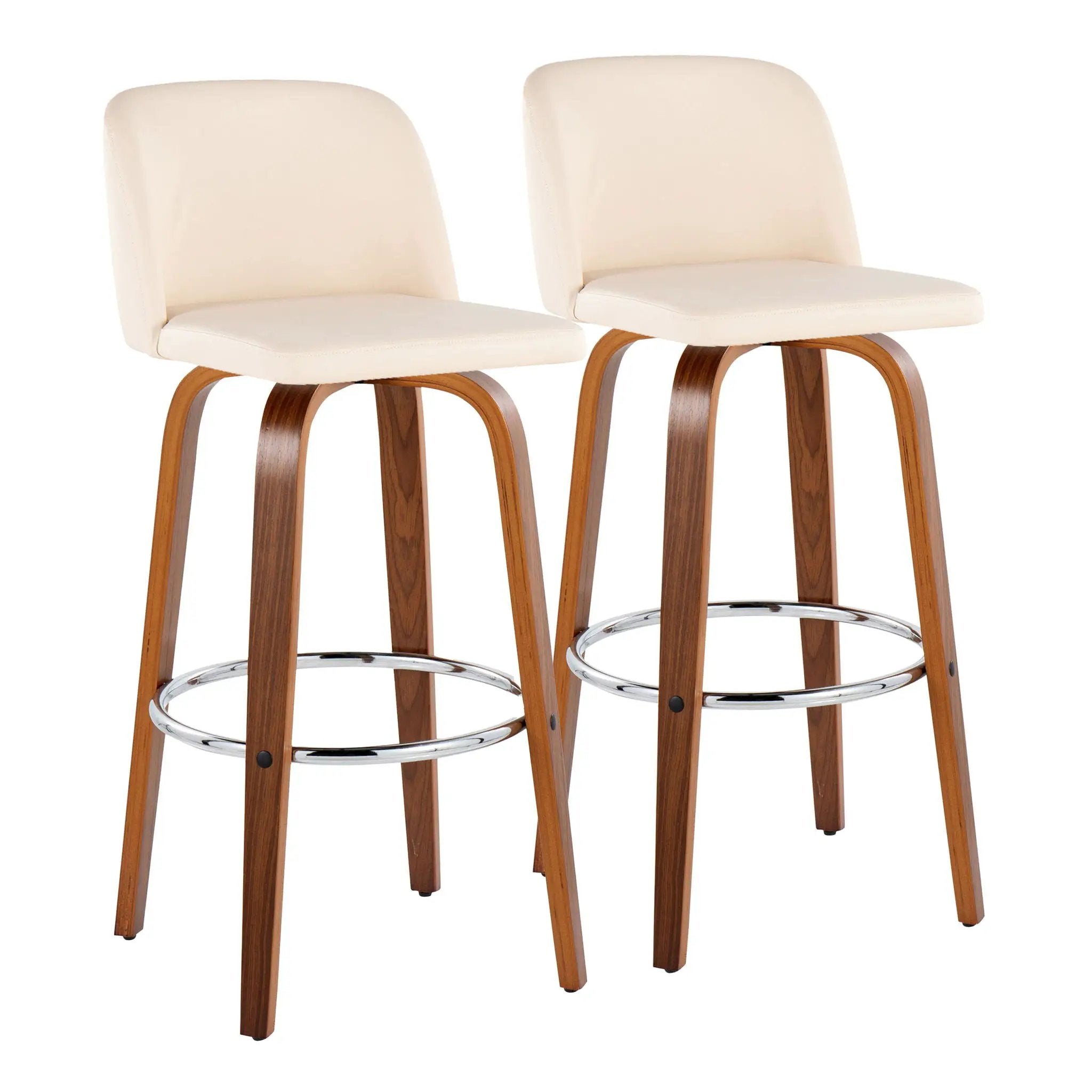 Toriano - Mid Century Modern Fixed Height, Barstool With Swivel With Round Footrest (Set of 2) by Unique Piece Furniture