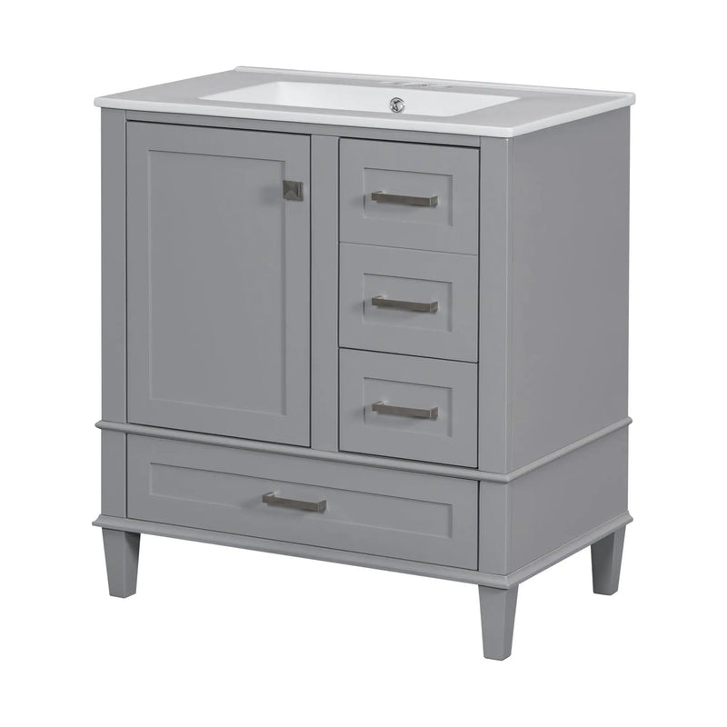 Bathroom Vanity, Modern Bathroom Cabinet With Sink Combo Set, Bathroom Storage Cabinet With A Soft Closing Door And 3 Drawers, Solid Wood Frame by HouseOfZazla