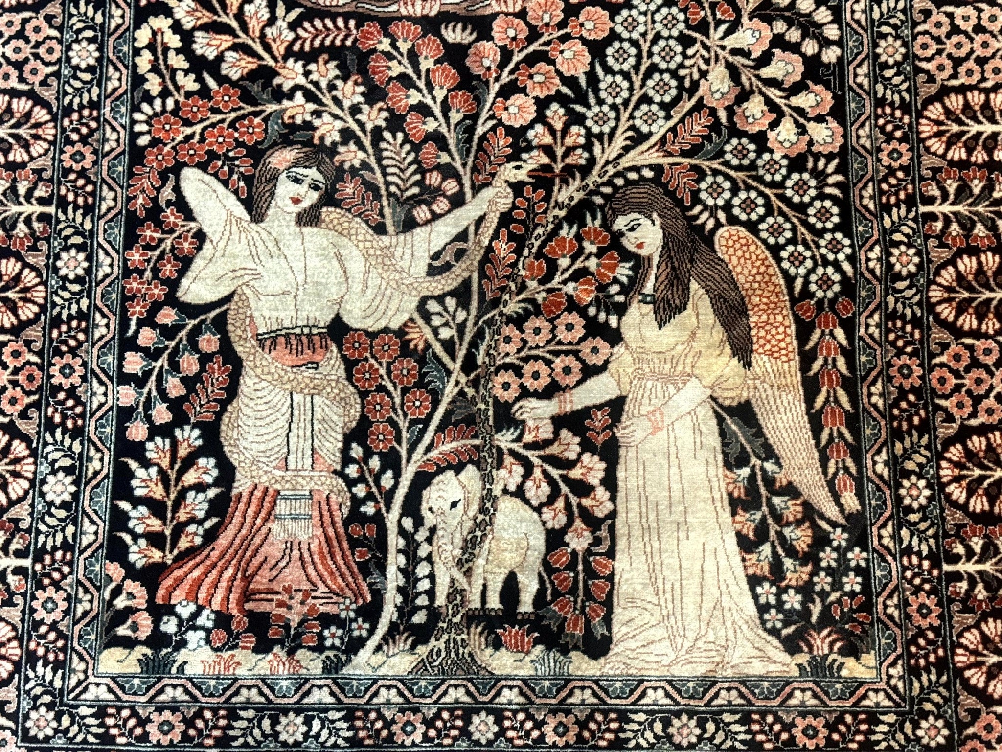 Stunning Sino Persian Pictorial Rug 2.7 x 4, Garden of Eden Adam & Eve Tree of Life Design, Extremely Fine 580 KPSI, Masterpiece by Jewel Rugs