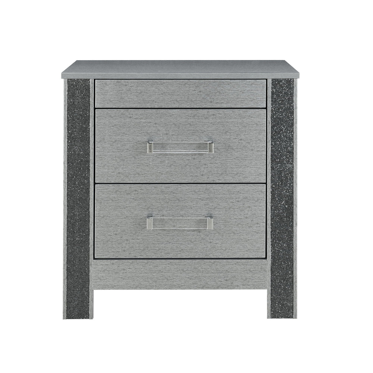 Lorenzo Nightstand with Hidden Compartment and Acrylic Handles – Silver, photo 5 of 7