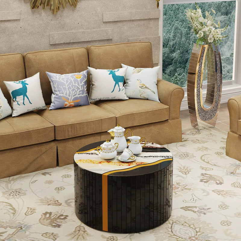 Modern Round Coffee Table with Glass Top by HouseOfZazla