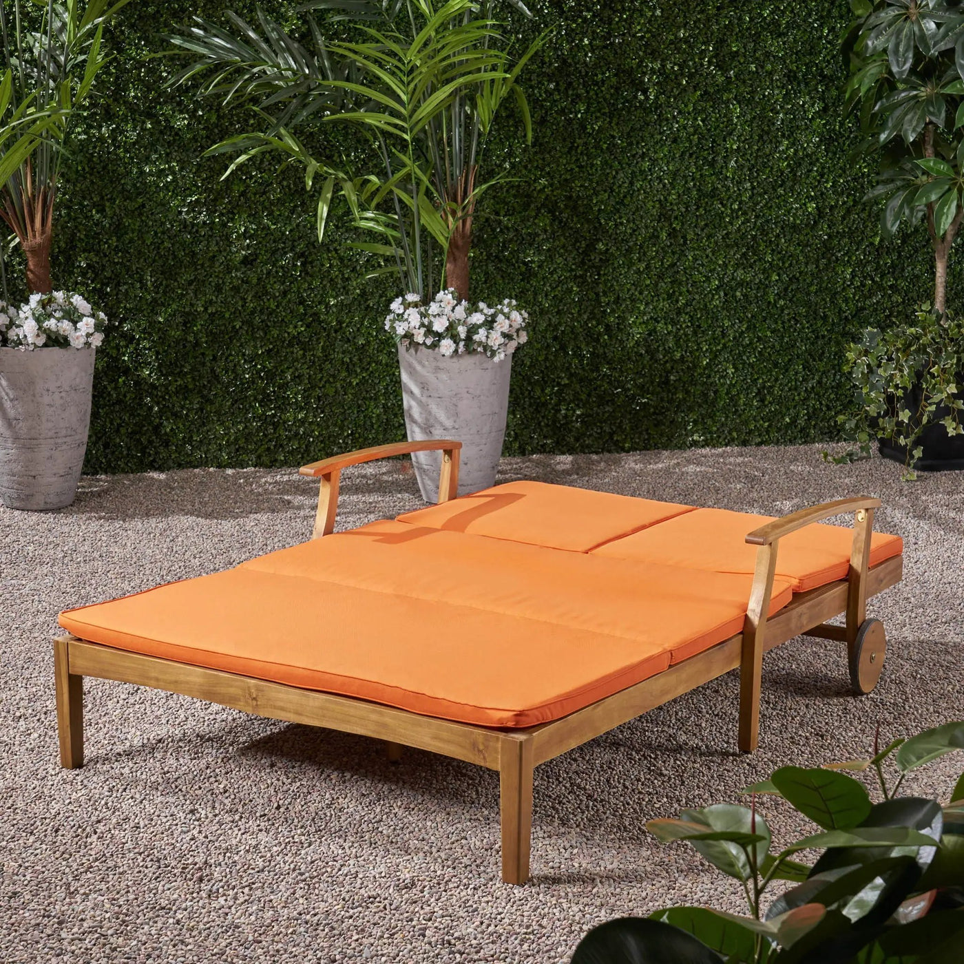 Etherealize Outdoor Adjustable Double Chaise Lounge With Water Resistant Cushions by HouseOfZazla