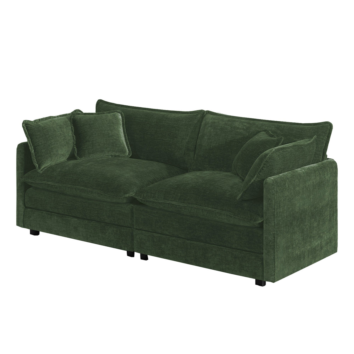 Modern Fabric Loveseat Sofa Couch with Deep Seat and 4 Pillows - Chenille, photo 4 of 10