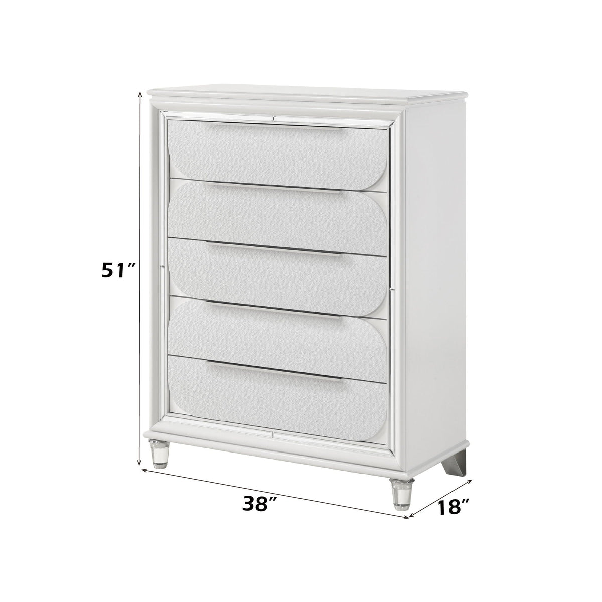 Tarian Accent Chest with Acrylic Legs and 5 Drawers - White, photo 3 of 4