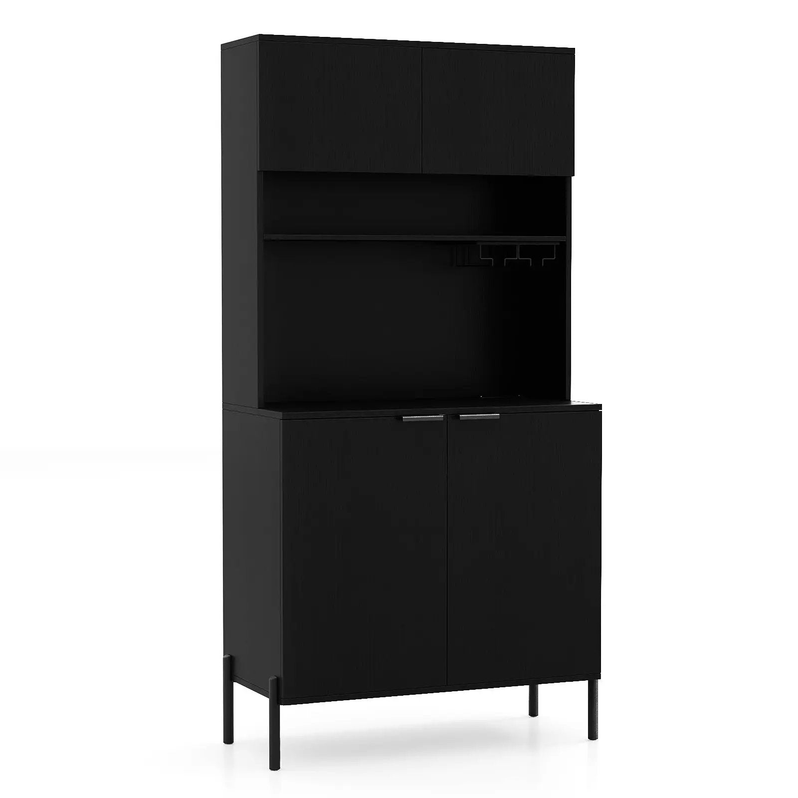 64.5 Inches Tall Kitchen Pantry Cabinet with Charging Station and Wine Glass Rack by DirectDeals
