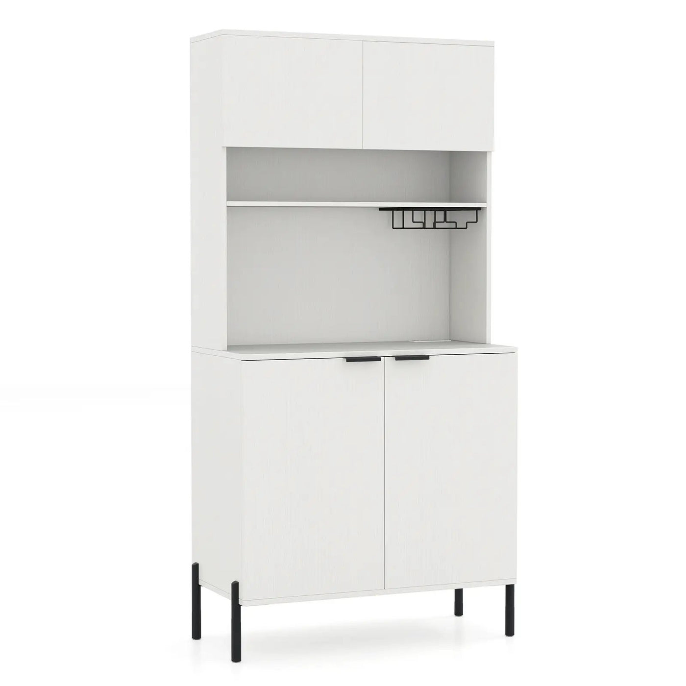 64.5 Inches Tall Kitchen Pantry Cabinet with Charging Station and Wine Glass Rack by DirectDeals