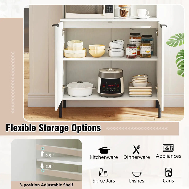 64.5 Inches Tall Kitchen Pantry Cabinet with Charging Station and Wine Glass Rack by DirectDeals